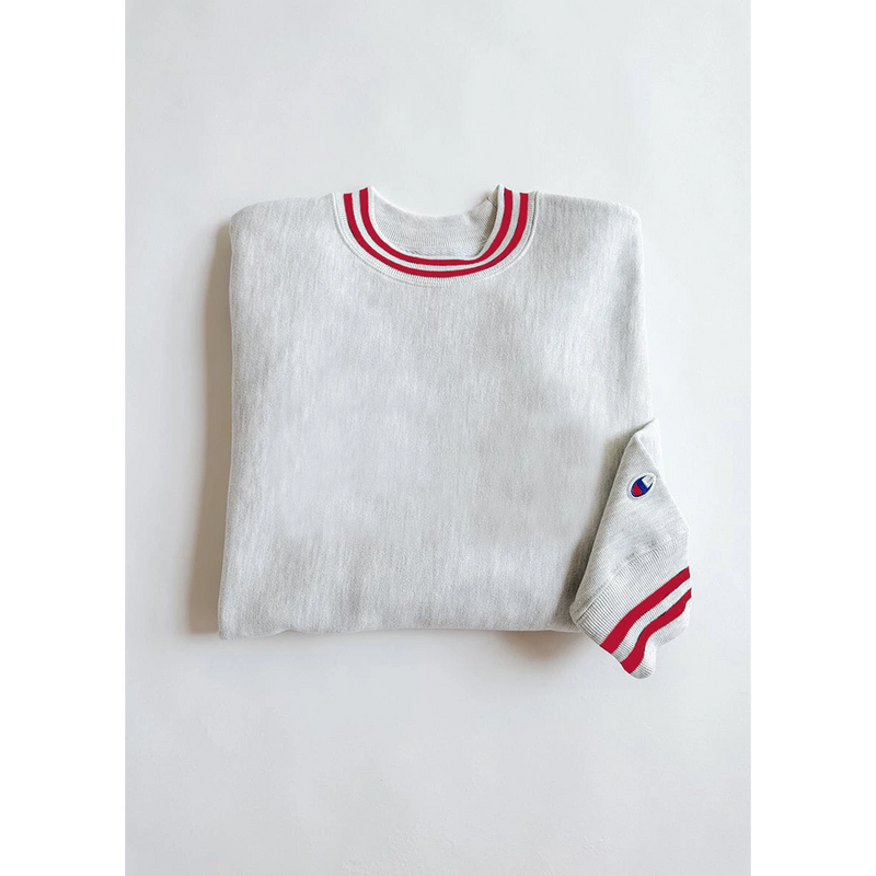 Grey Reverse Weave Red Stripe Sweatshirt | Montivo Pakistan