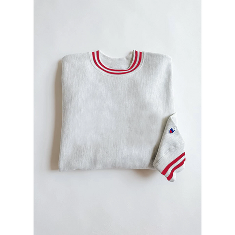 Grey Reverse Weave Red Stripe Sweatshirt | Montivo Pakistan