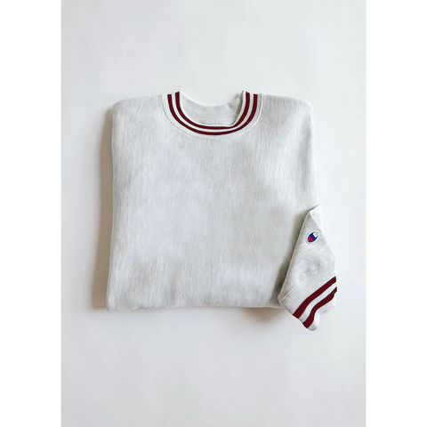 Grey Reverse Weave Maroon Stripe Sweatshirt | Montivo Pakistan