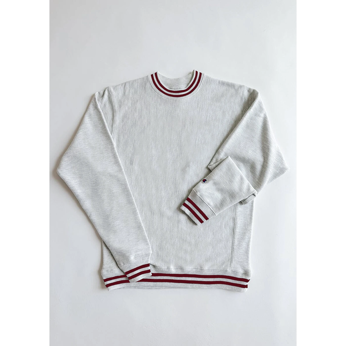 Grey Reverse Weave Maroon Stripe Sweatshirt | Montivo Pakistan