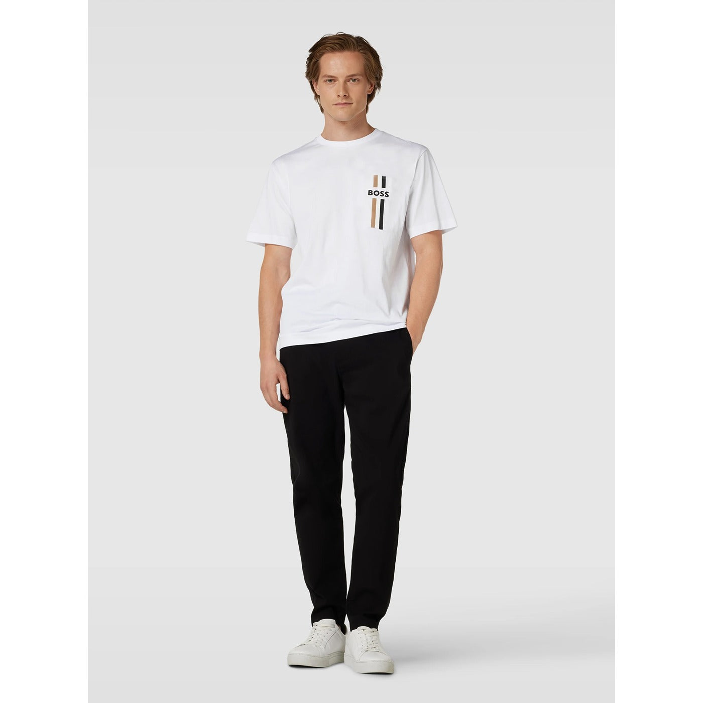HB White Cotton Signature Stripe Tshirt | Montivo Pakistan
