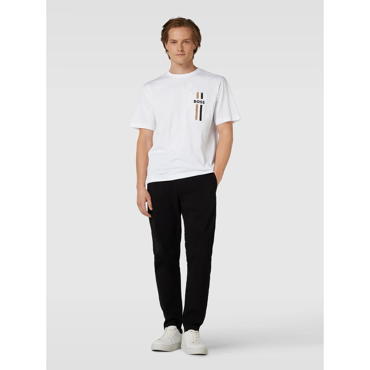 HB White Cotton Signature Stripe Tshirt | Montivo Pakistan