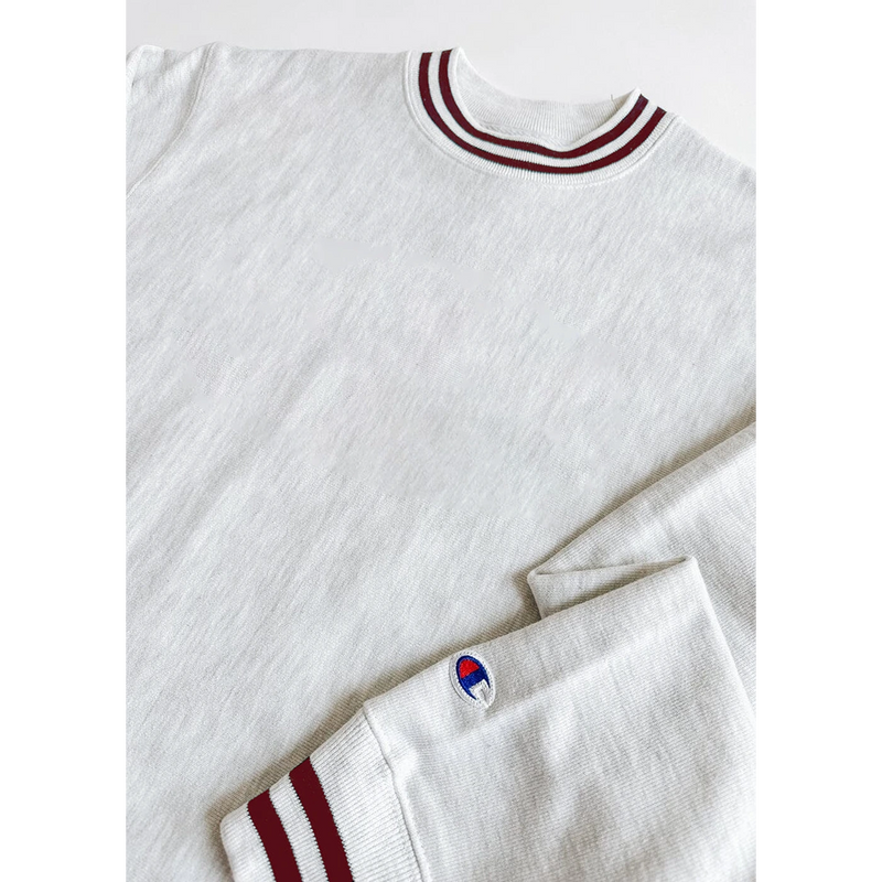 Grey Reverse Weave Maroon Stripe Sweatshirt | Montivo Pakistan