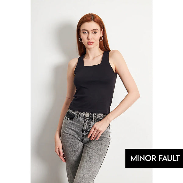 (Minor Fault) Navy Square Neck Tank Top | Montivo Pakistan