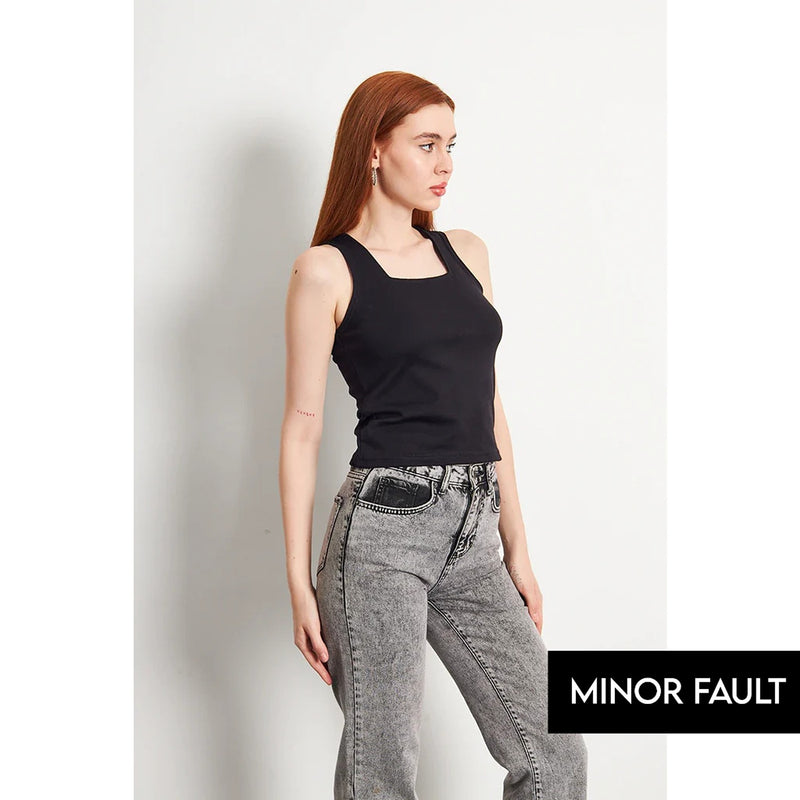 (Minor Fault) Navy Square Neck Tank Top | Montivo Pakistan