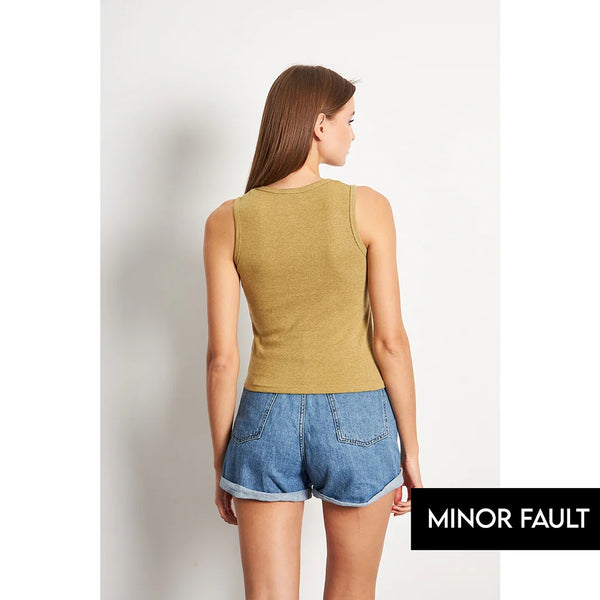 (Minor Fault) Green Melange Basic Tank Top | Montivo Pakistan