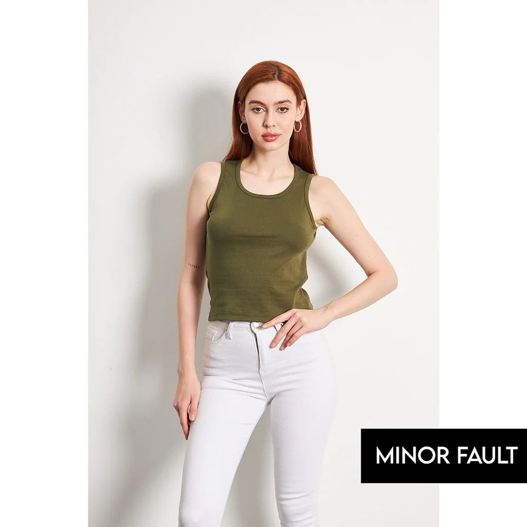 (Minor Fault) Olive Basic Tank Top | Montivo Pakistan