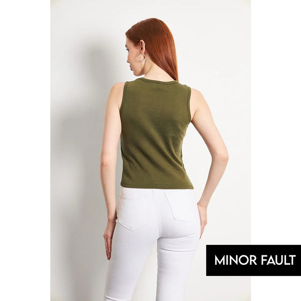 (Minor Fault) Olive Basic Tank Top | Montivo Pakistan