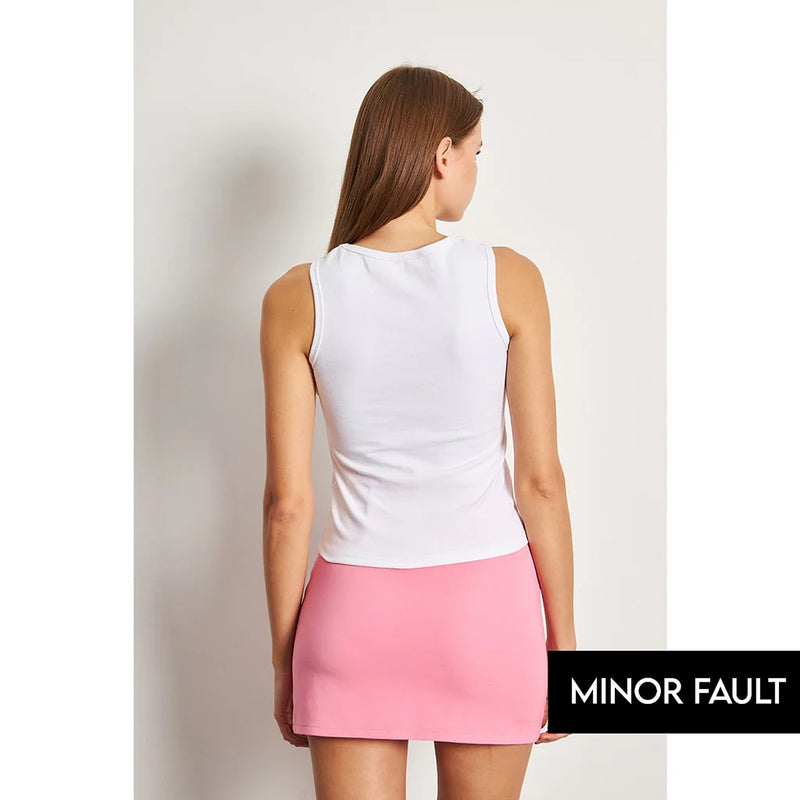(Minor Fault) White Basic Tank Top | Montivo Pakistan