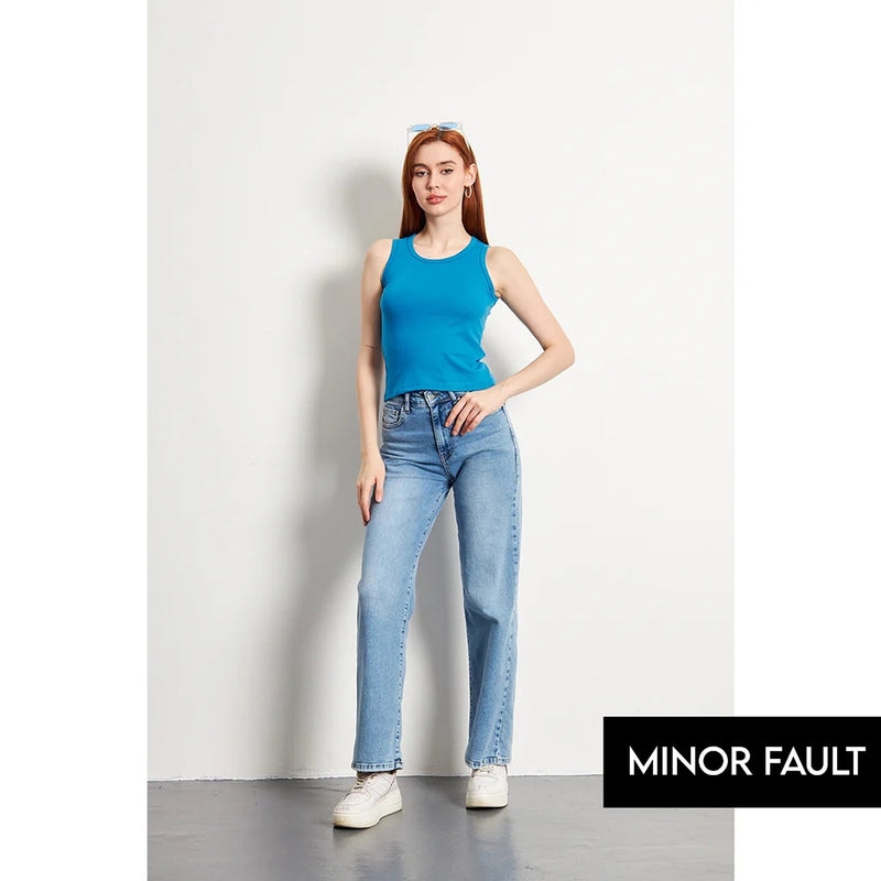 (Minor Fault) Teal Blue Basic Tank Top | Montivo Pakistan