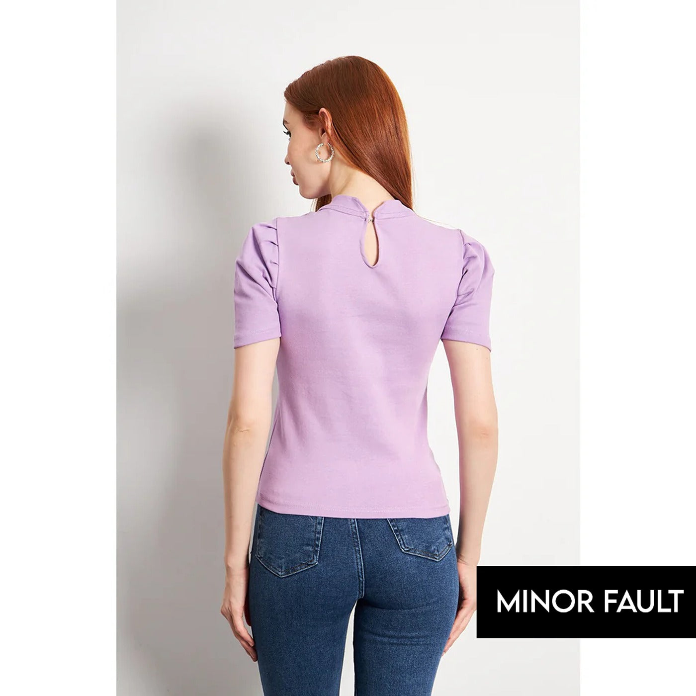 (Minor Fault) Lilac Puff Sleeves Knit Top | Montivo Pakistan