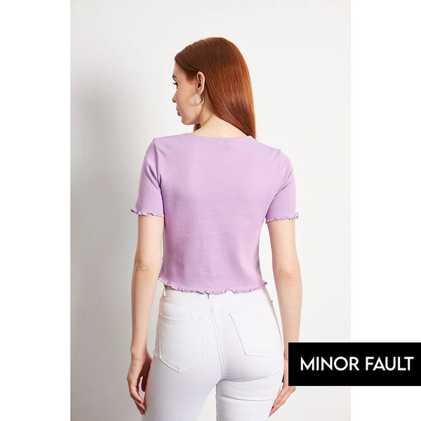 (Minor Fault) Lilac Button Down Crop Top | Montivo Pakistan