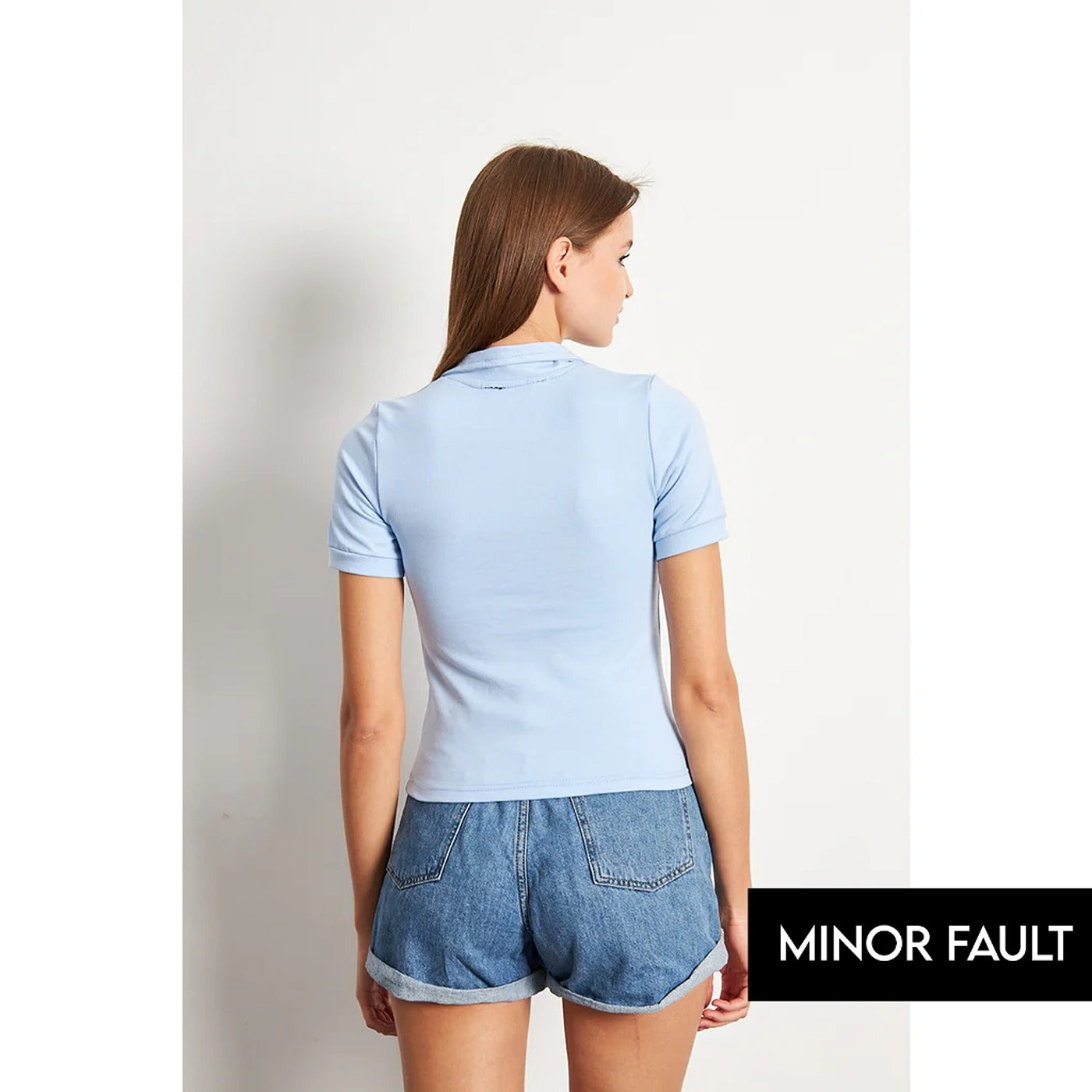 (Minor Fault) Light Blue Rib Knit Polo | Montivo Pakistan