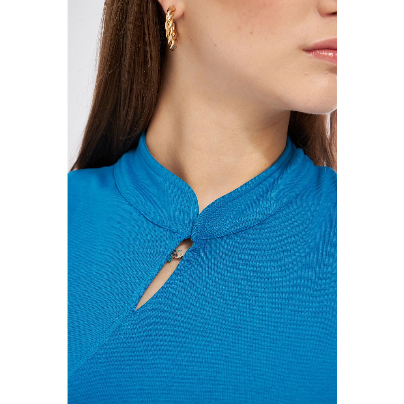 Blue Slit Neck Bodycon Dress | Montivo Pakistan