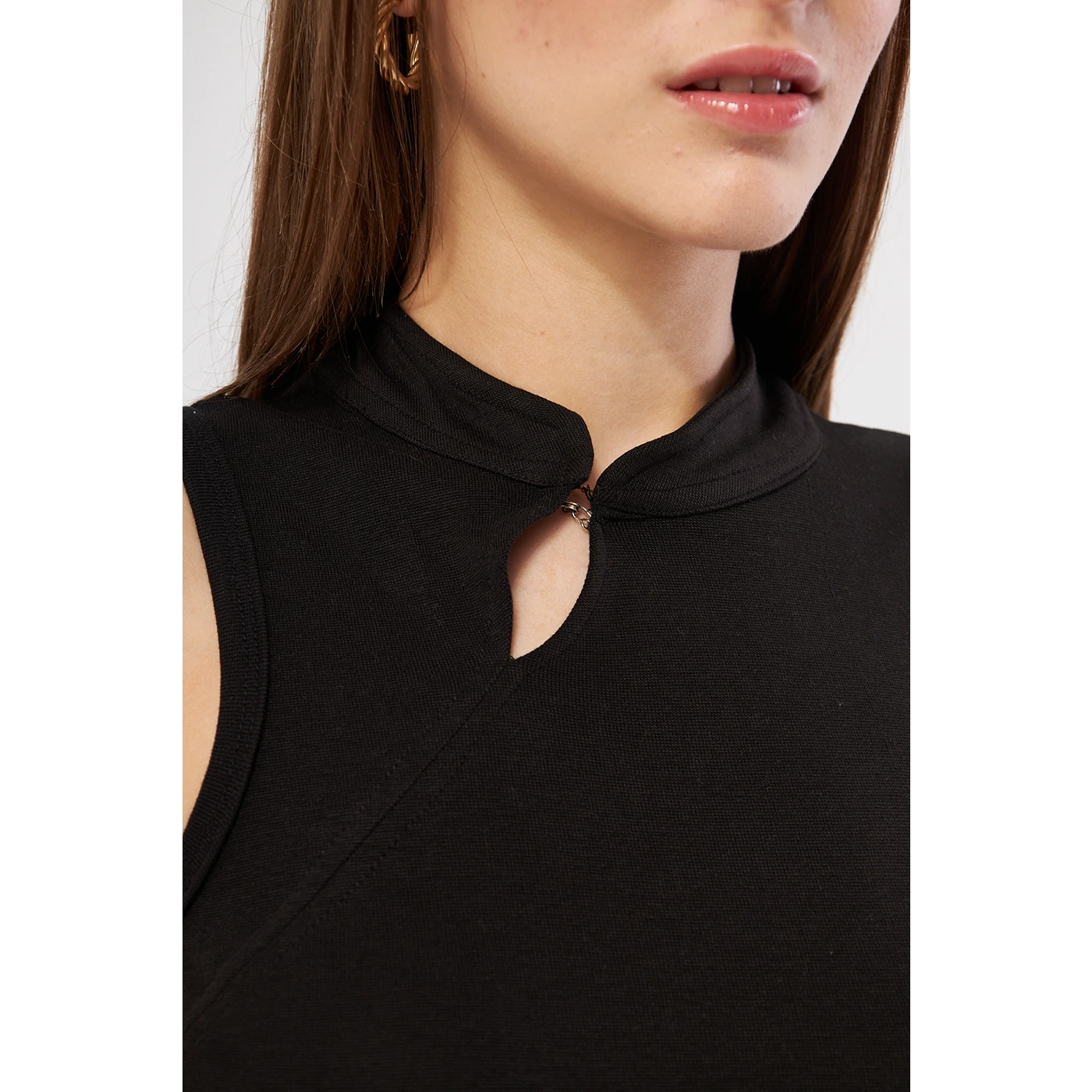 Black Slit Neck Bodycon Dress | Montivo Pakistan