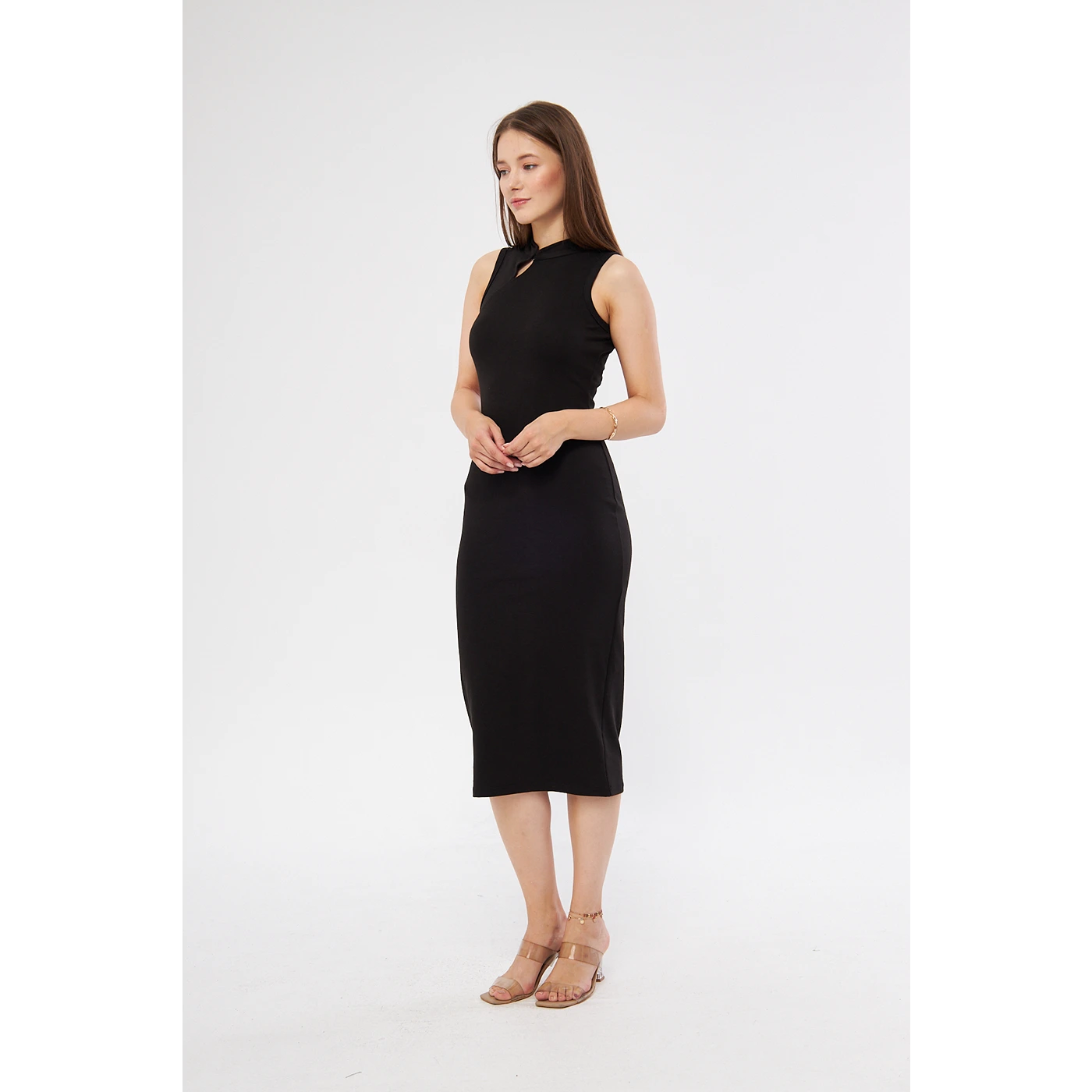 Black Slit Neck Bodycon Dress | Montivo Pakistan