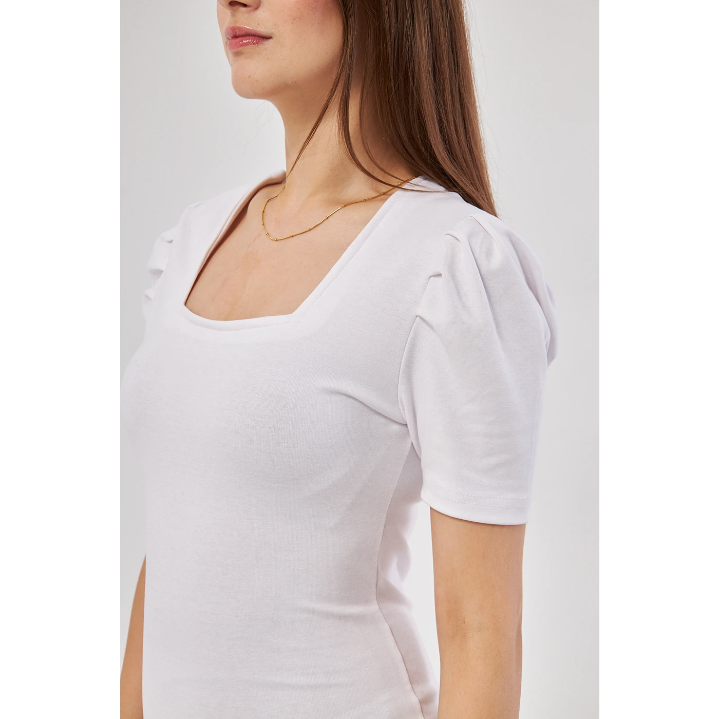 White Square Neck Puff Sleeves Bodycon Dress | Montivo Pakistan