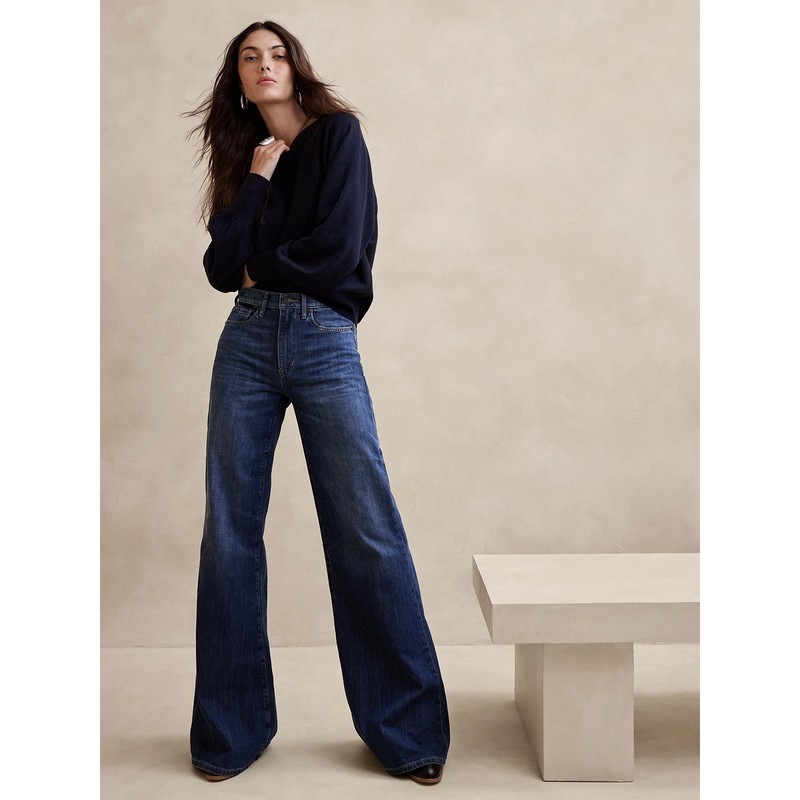 BR Dark Blue Wide Leg Jeans | Montivo Pakistan