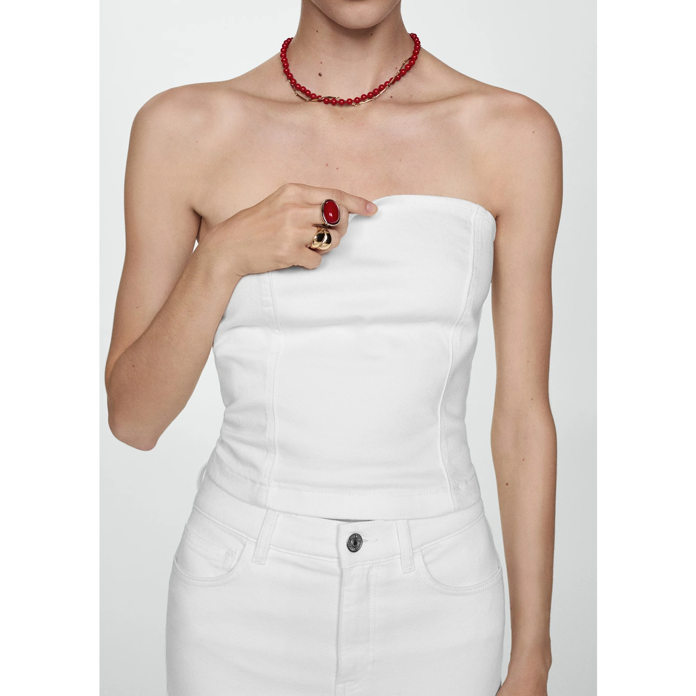 MNG White Strapless Top | Montivo Pakistan