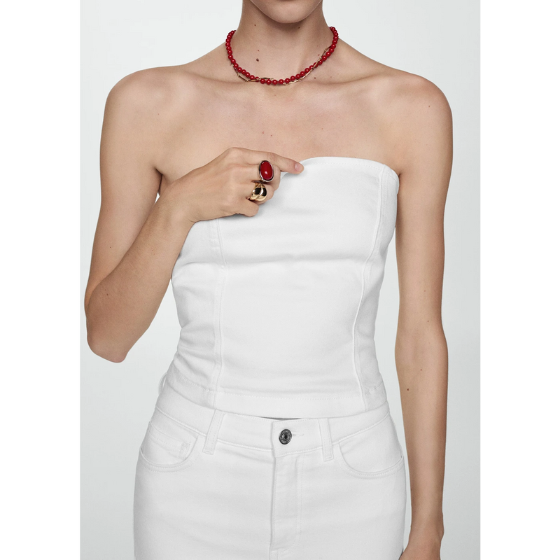 MNG White Strapless Top | Montivo Pakistan