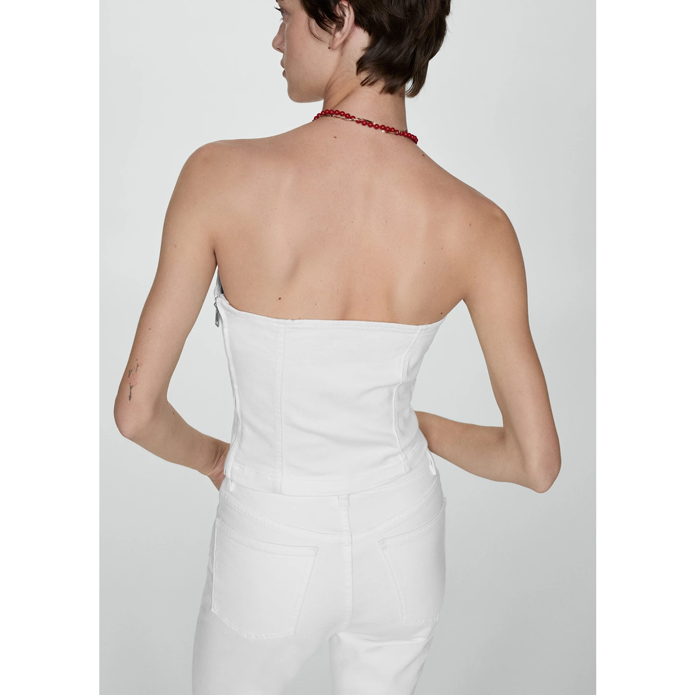 MNG White Strapless Top | Montivo Pakistan