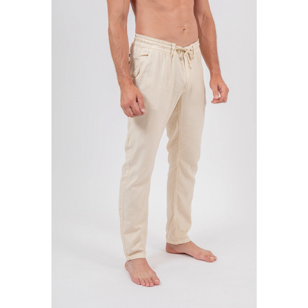 Beige Linen Men Drawstring Pants | Montivo Pakistan