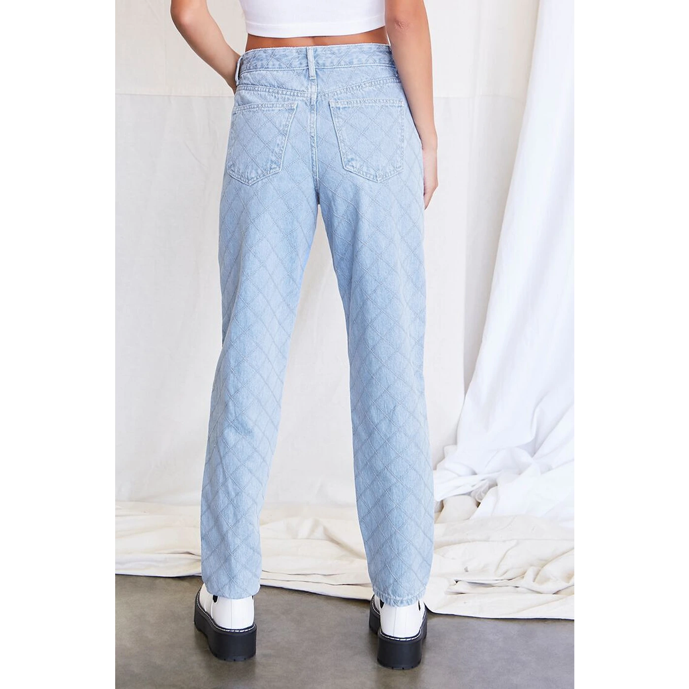 F21 Patterned Mom Light Blue Jeans | Montivo Pakistan