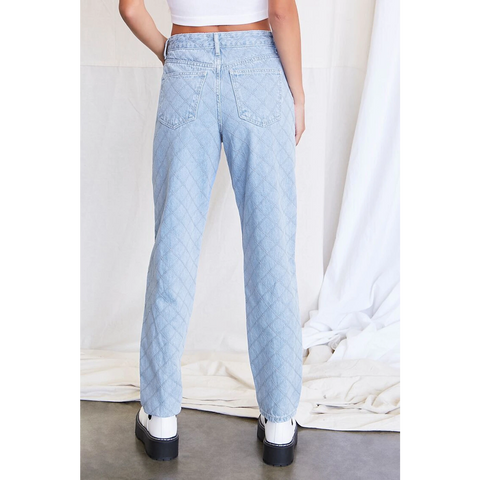 F21 Patterned Mom Light Blue Jeans | Montivo Pakistan