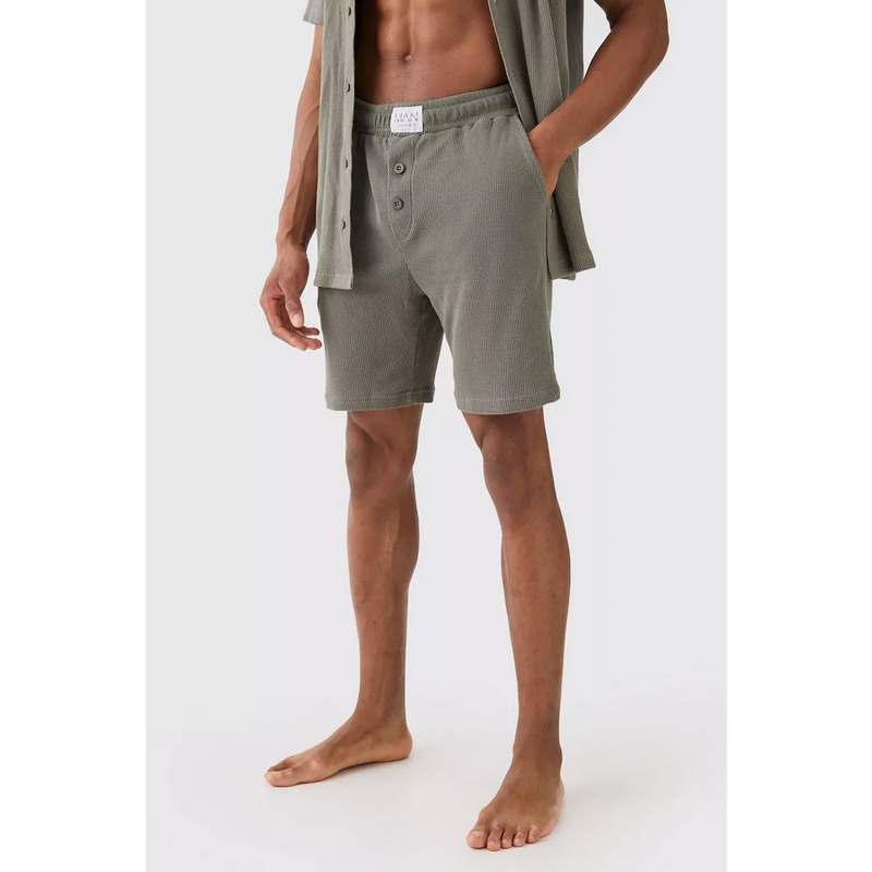 Khaki Waffle Loungerwear Shorts | Montivo Pakistan