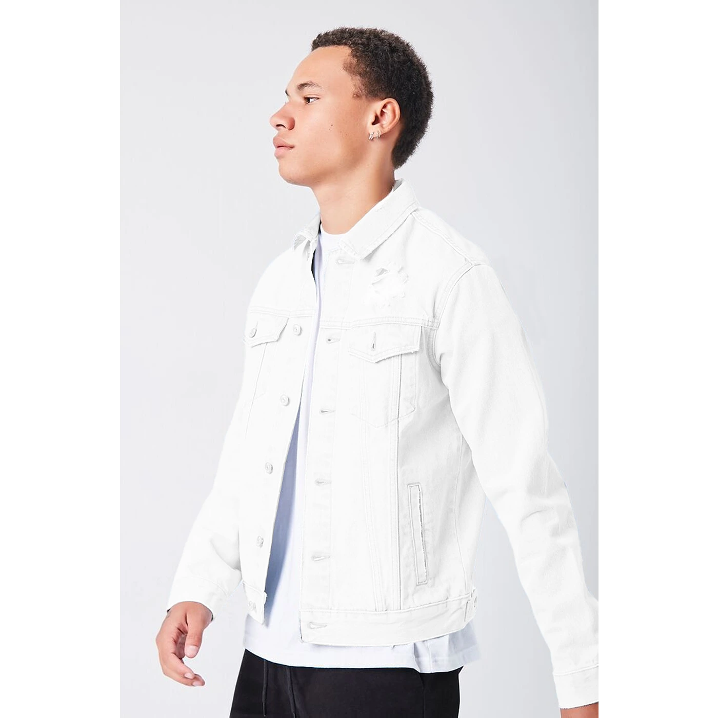 White Distressed Denim Jacket | Montivo Pakistan