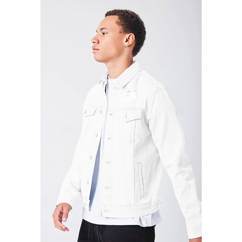 White Distressed Denim Jacket | Montivo Pakistan