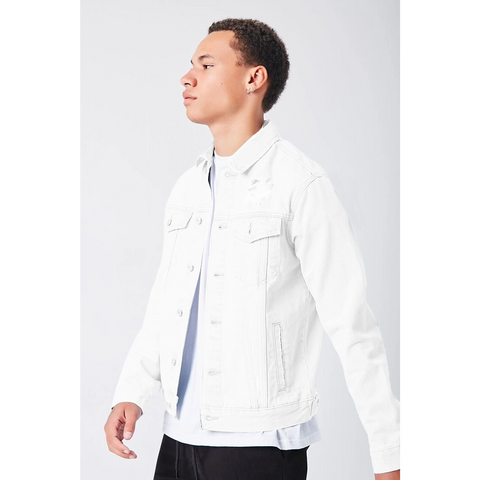 White Distressed Denim Jacket | Montivo Pakistan