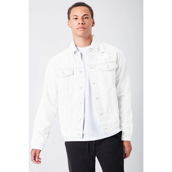 White Distressed Denim Jacket | Montivo Pakistan