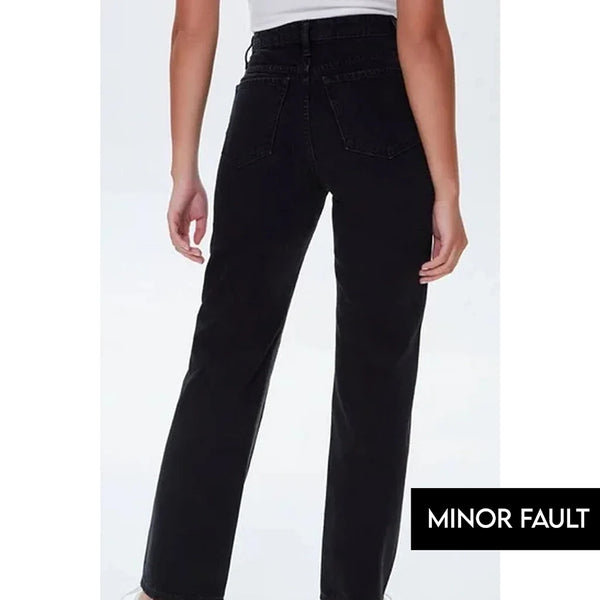 (Minor Fault) Black Side Washed Striped Relaxed Jeans | Montivo Pakistan