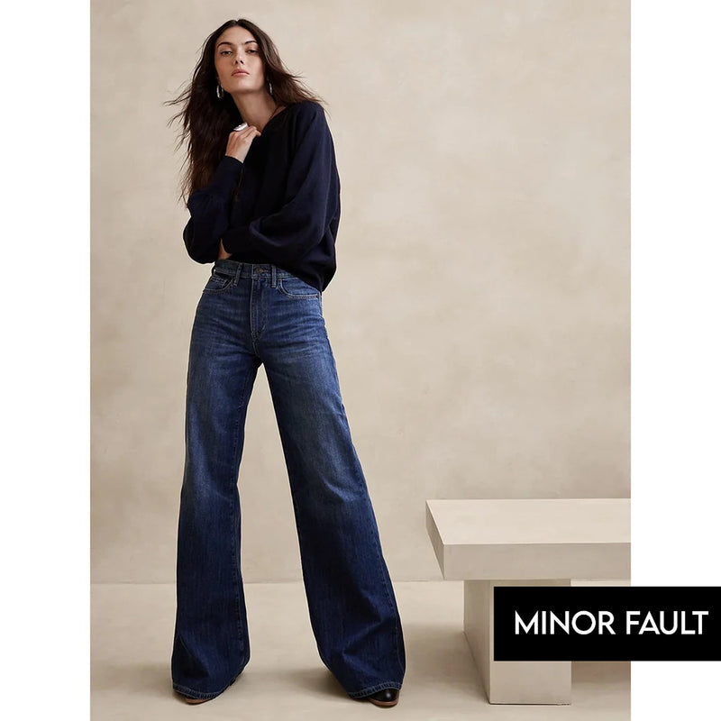 (Minor Fault) BR Dark Blue Wide Leg Jeans | Montivo Pakistan