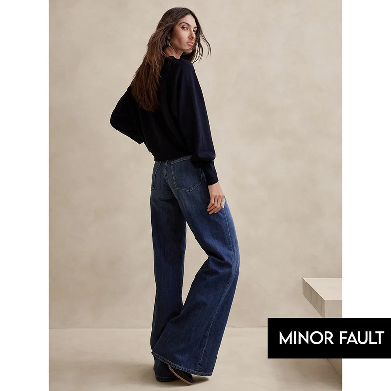 (Minor Fault) BR Dark Blue Wide Leg Jeans | Montivo Pakistan