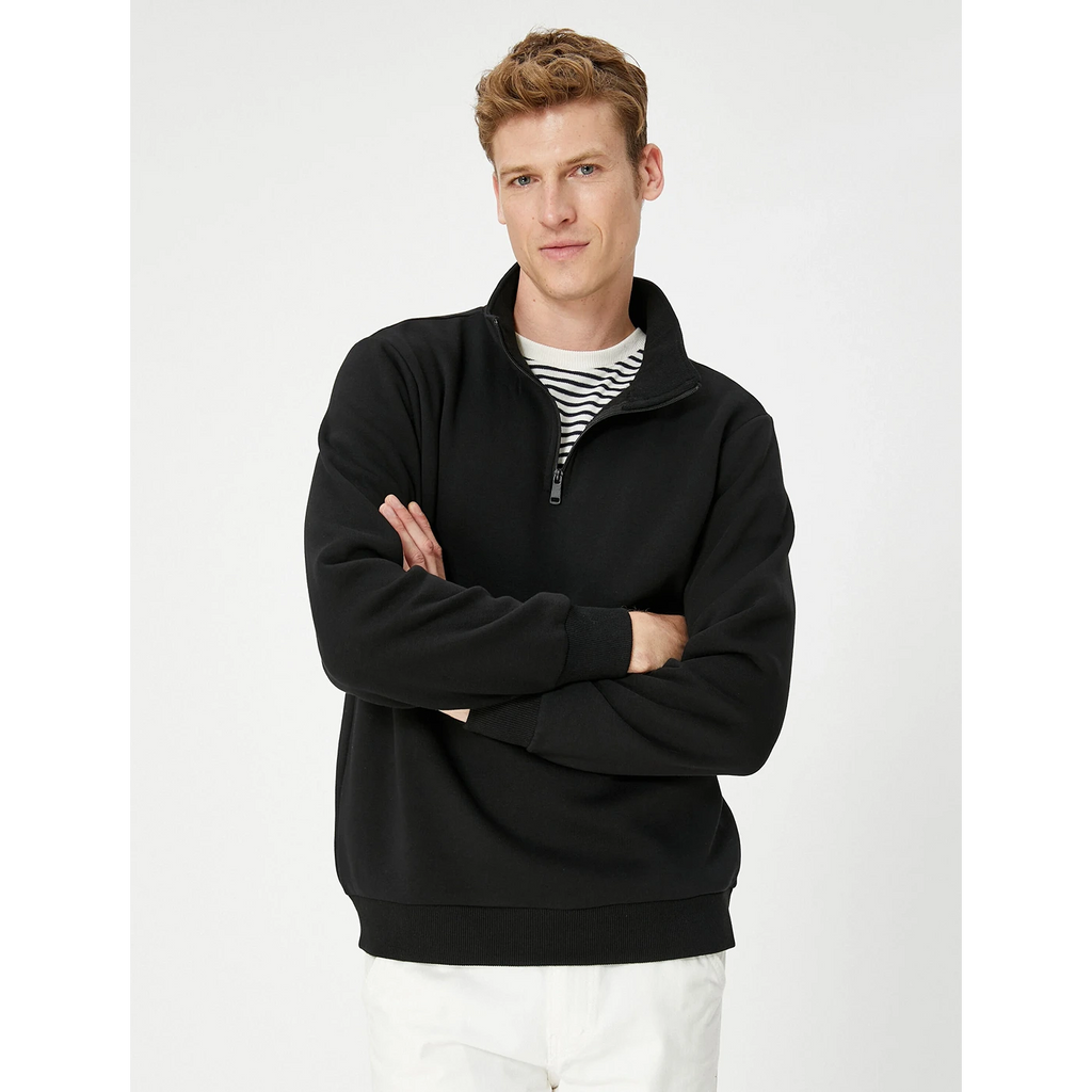 Black Half Zip Sweatshirt | Montivo Pakistan