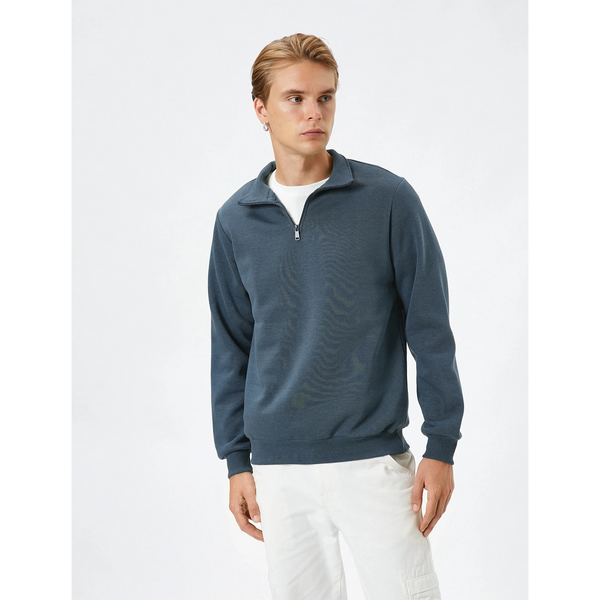 Pale Blue Half Zip Sweatshirt | Montivo Pakistan