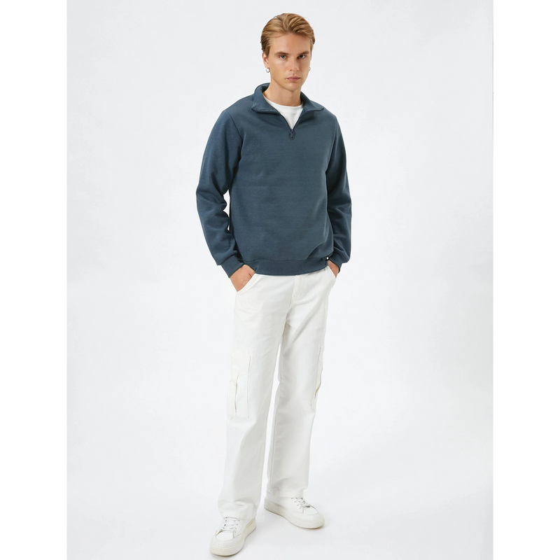 Pale Blue Half Zip Sweatshirt | Montivo Pakistan