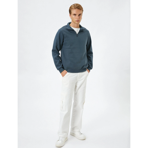 Pale Blue Half Zip Sweatshirt | Montivo Pakistan