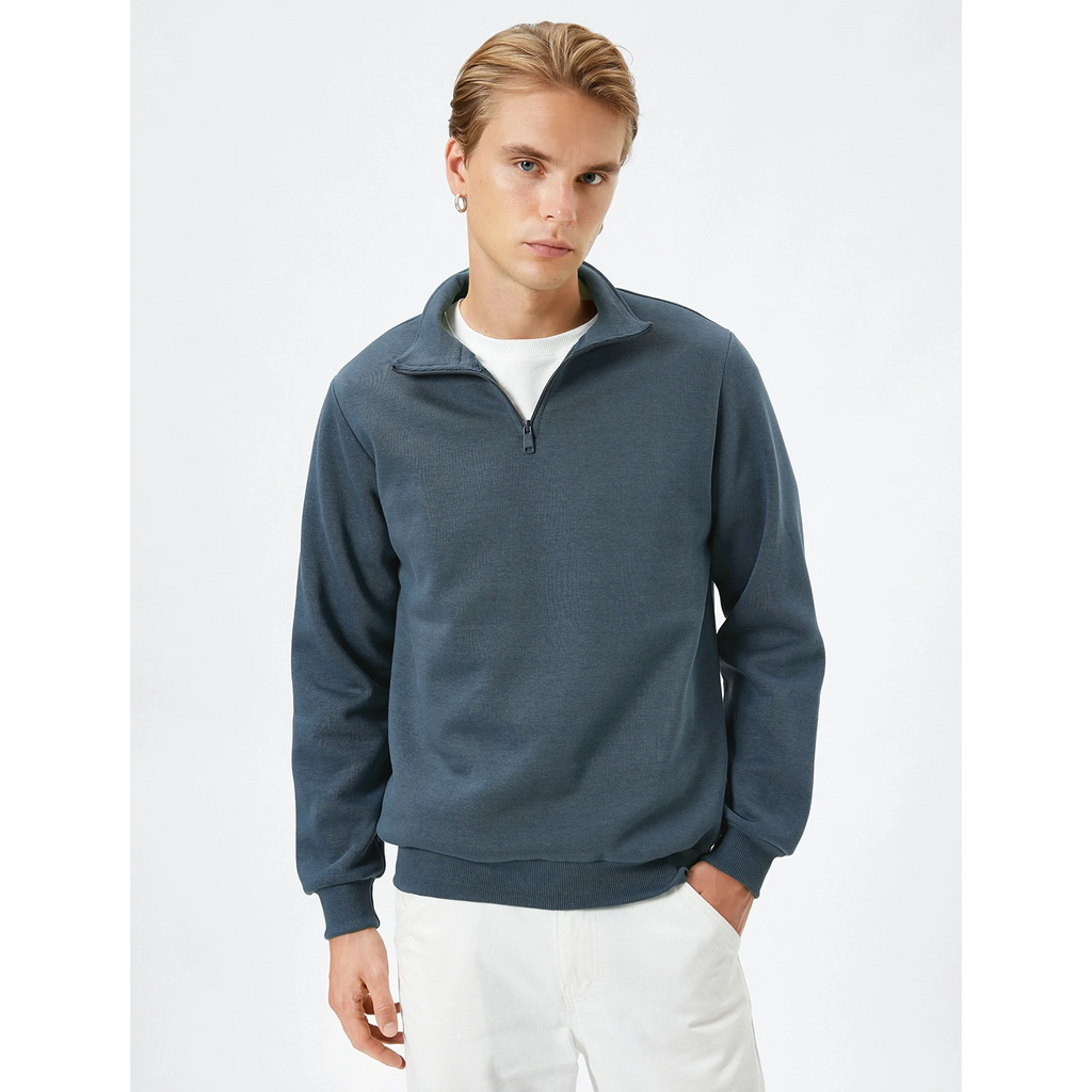 Pale Blue Half Zip Sweatshirt | Montivo Pakistan