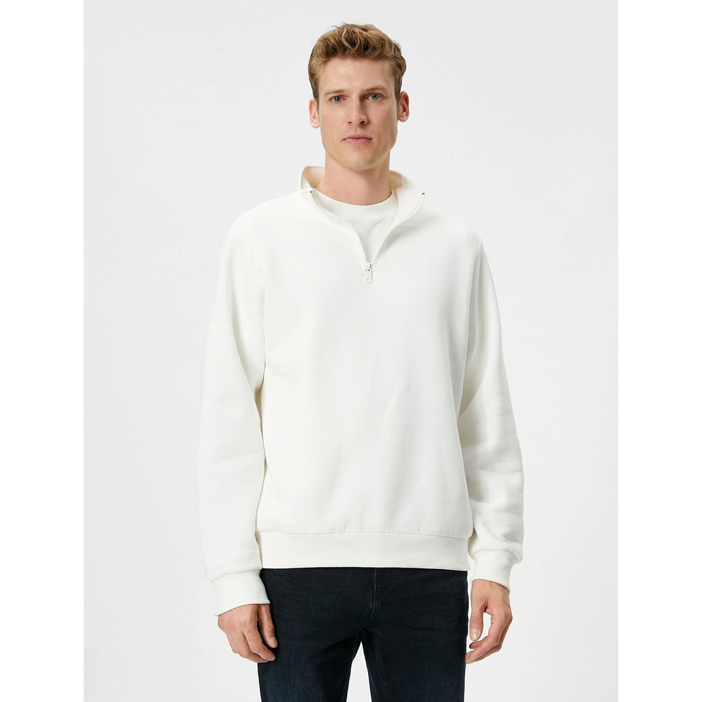 White Half Zip Sweatshirt | Montivo Pakistan