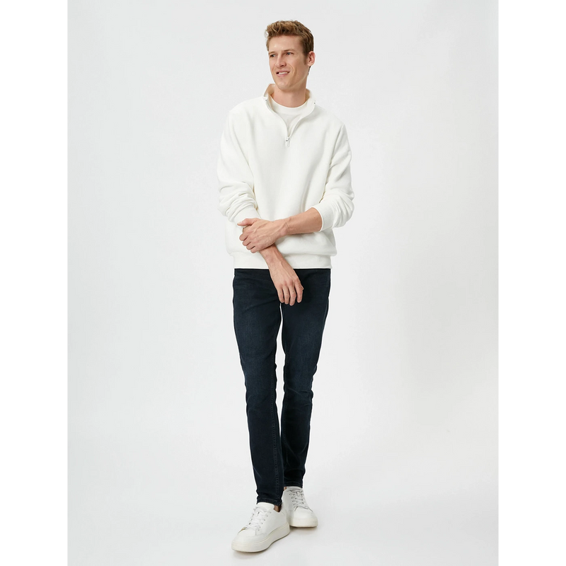 White Half Zip Sweatshirt | Montivo Pakistan