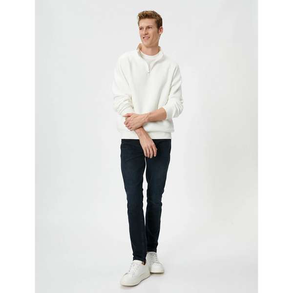 White Half Zip Sweatshirt | Montivo Pakistan