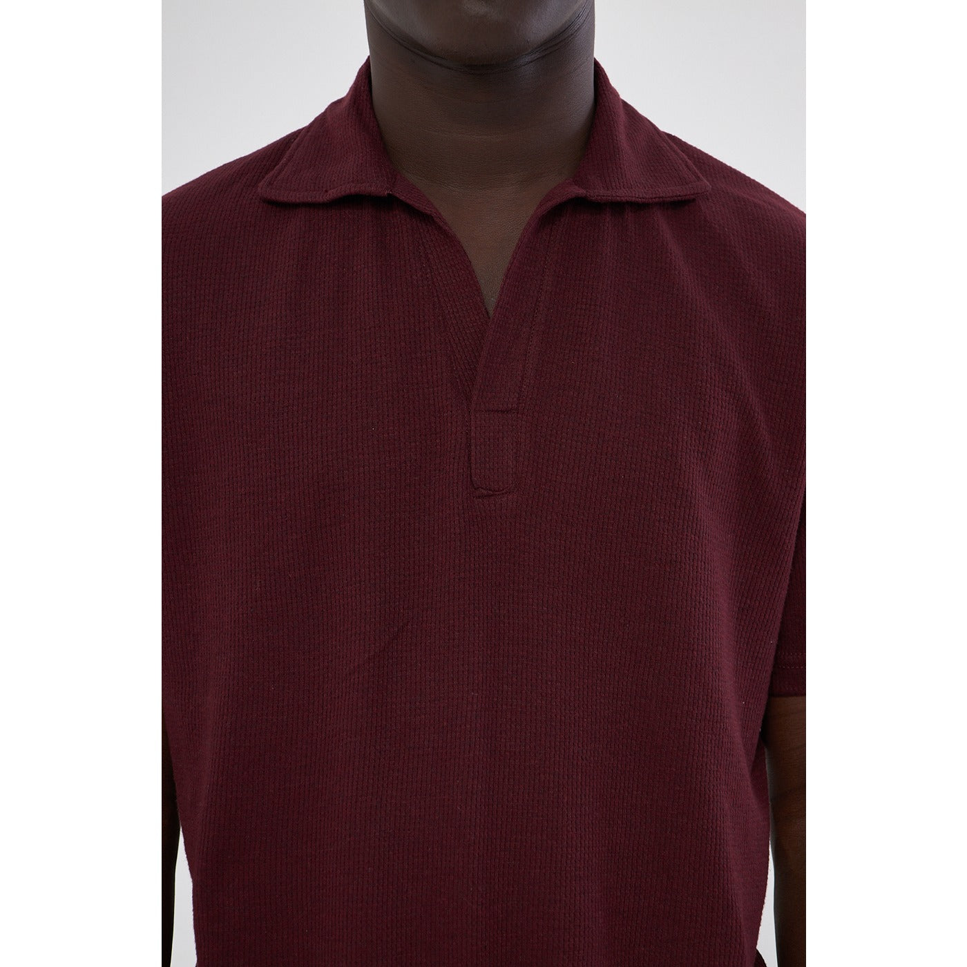 Burgundy Waffle Textured Polo | Montivo Pakistan