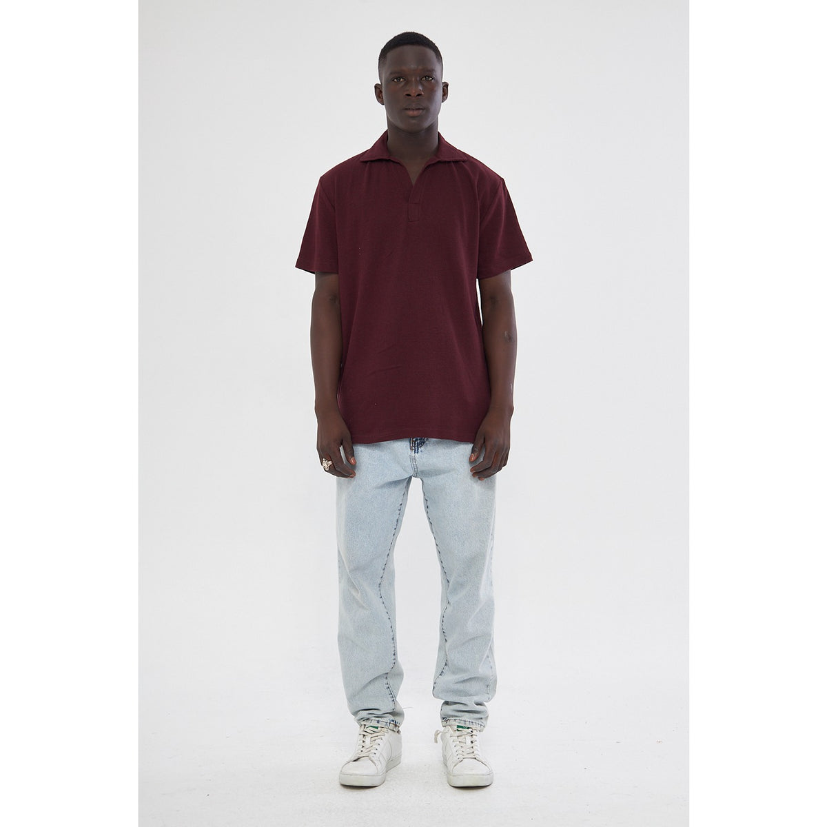 Burgundy Waffle Textured Polo | Montivo Pakistan