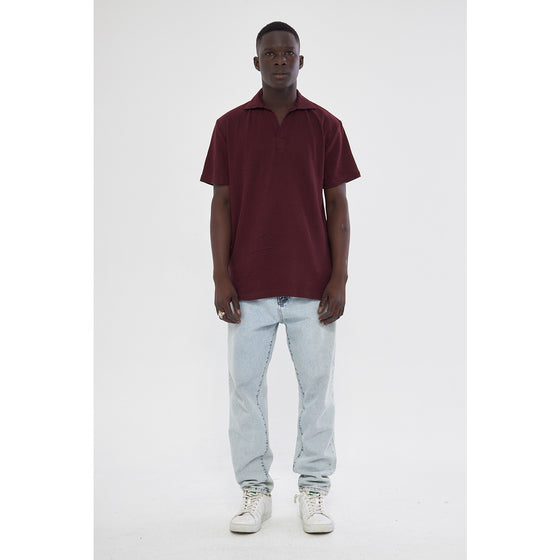 Burgundy Waffle Textured Polo | Montivo Pakistan