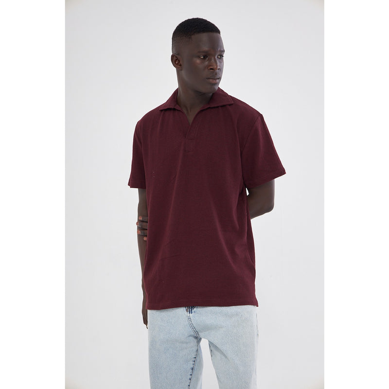Burgundy Waffle Textured Polo | Montivo Pakistan