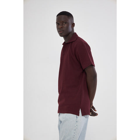 Burgundy Waffle Textured Polo | Montivo Pakistan