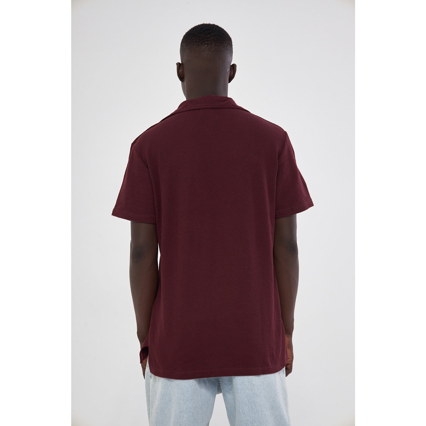 Burgundy Waffle Textured Polo | Montivo Pakistan